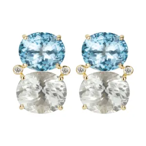 Earrings - Blue Topaz, Crystal and Diamond (2347C)