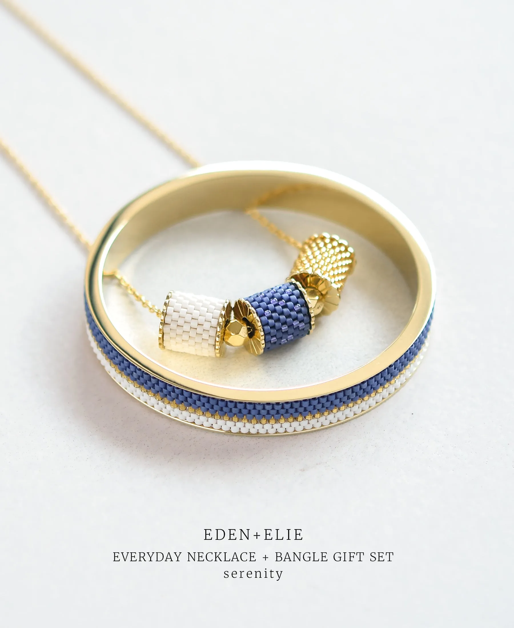 EDEN   ELIE Everyday Adjustable Length Necklace   Bangle Set - serenity blue