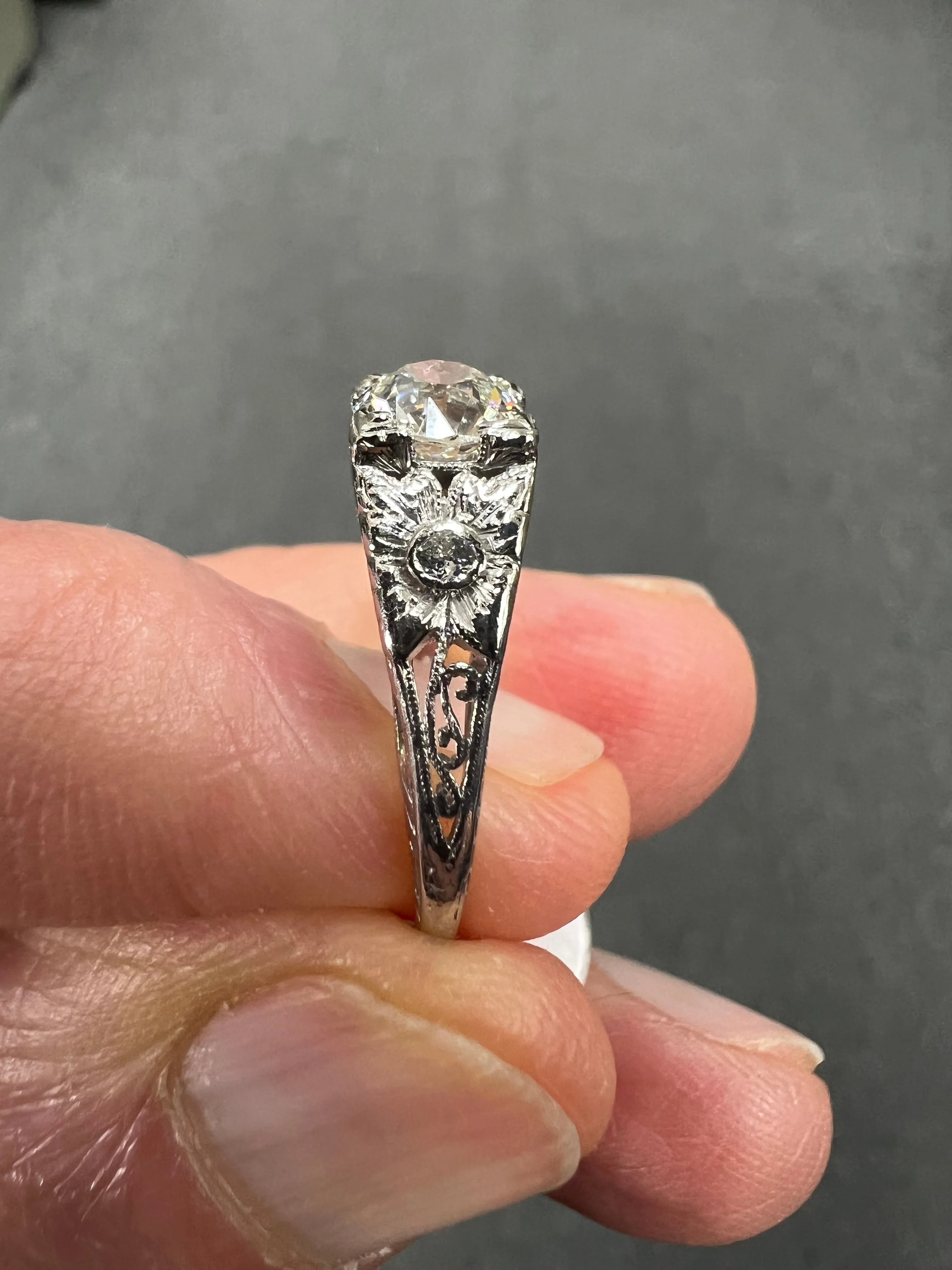 Edwardian Diamond Platinum Engagement Ring