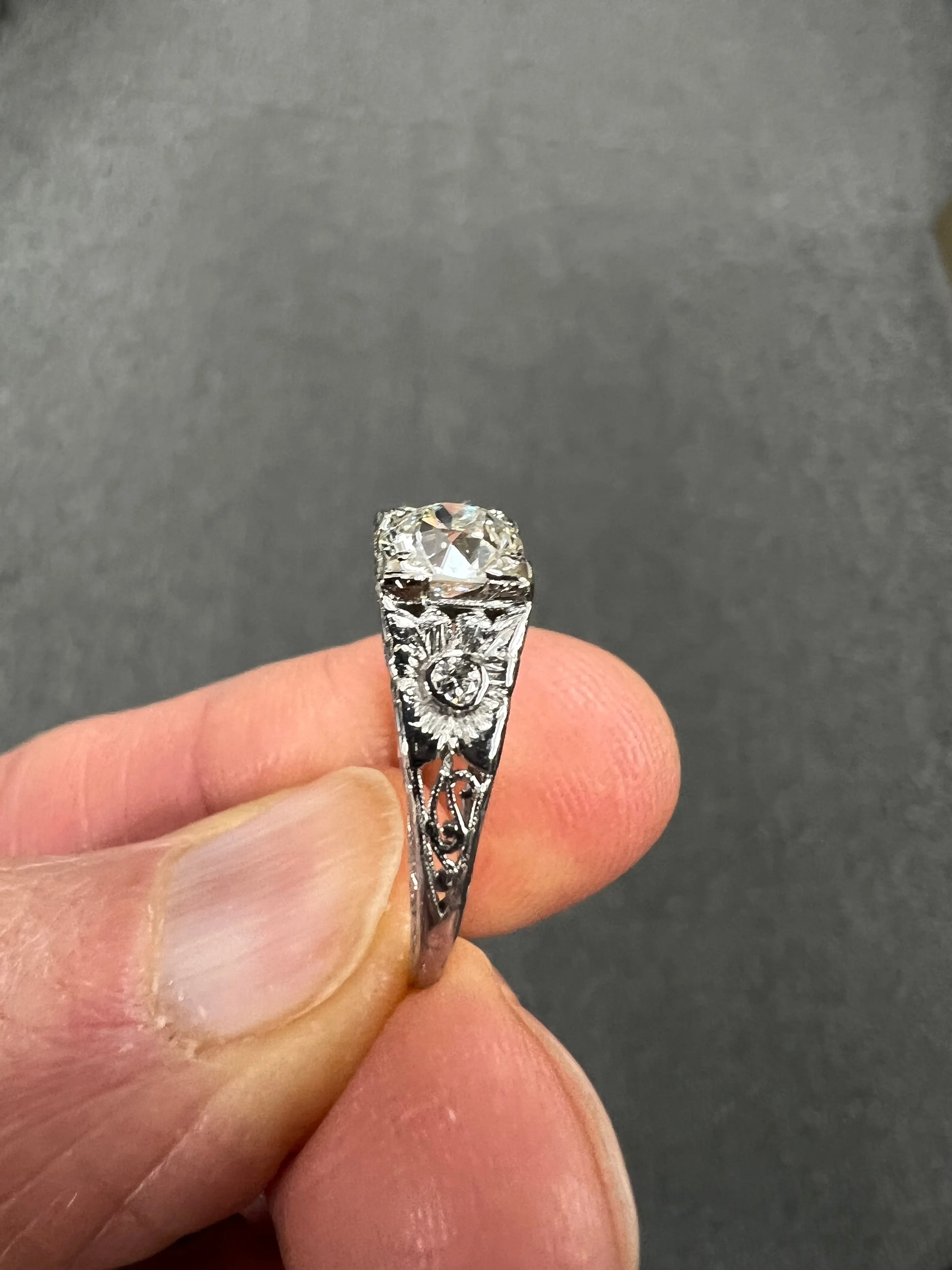 Edwardian Diamond Platinum Engagement Ring