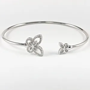 Elegant Butterfly CZ Tip Cuff Brass Bangle