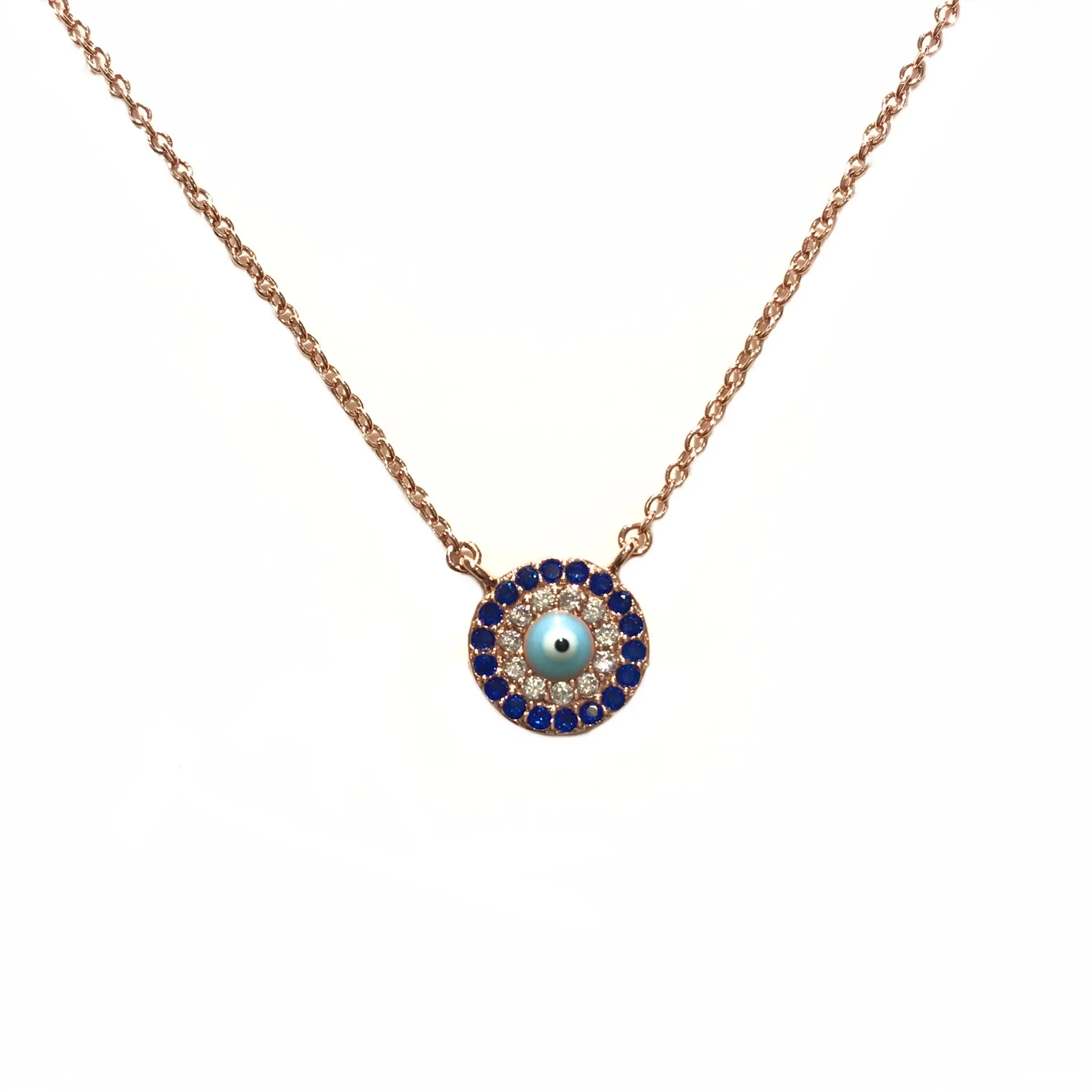 Evil Eye Round Disc Necklace