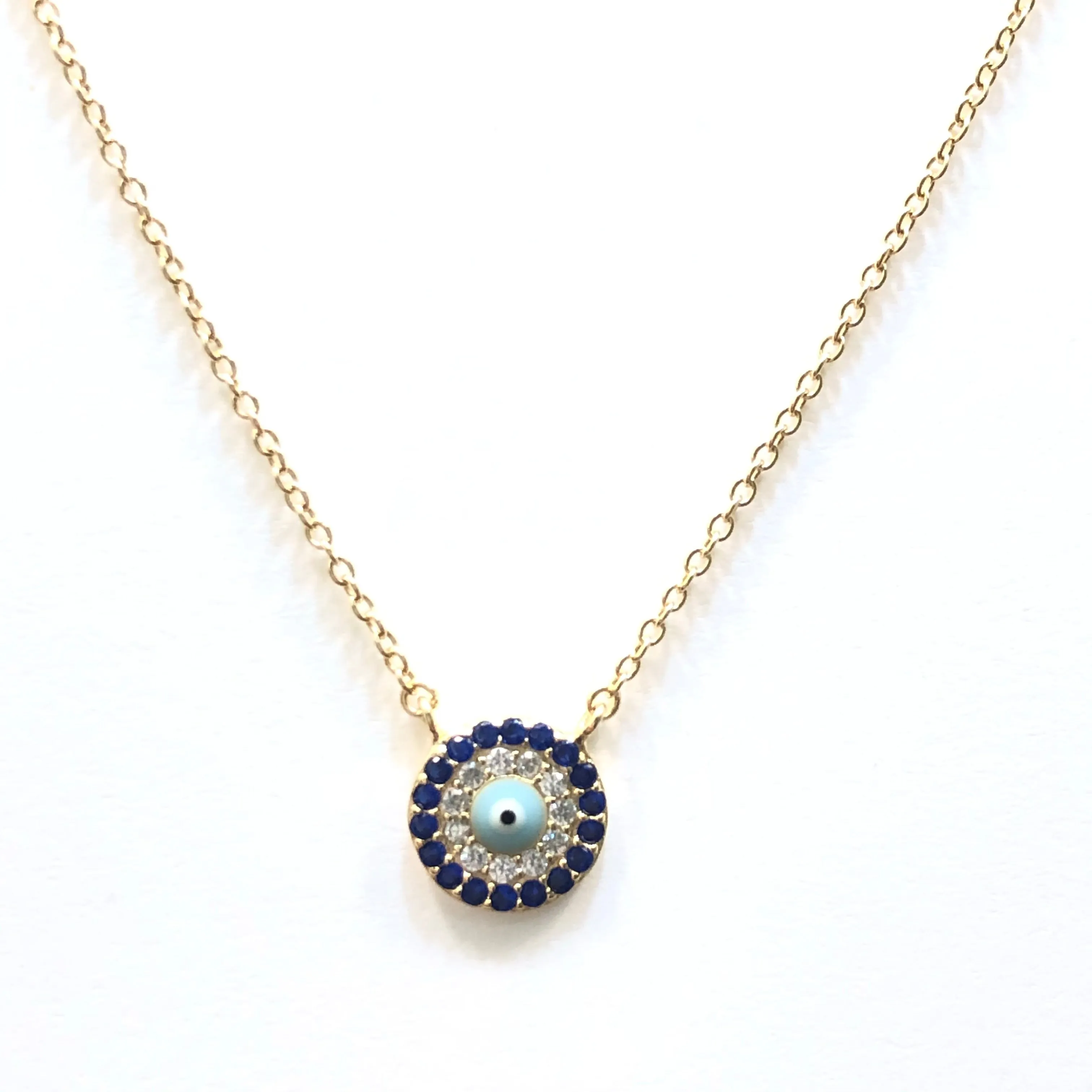 Evil Eye Round Disc Necklace