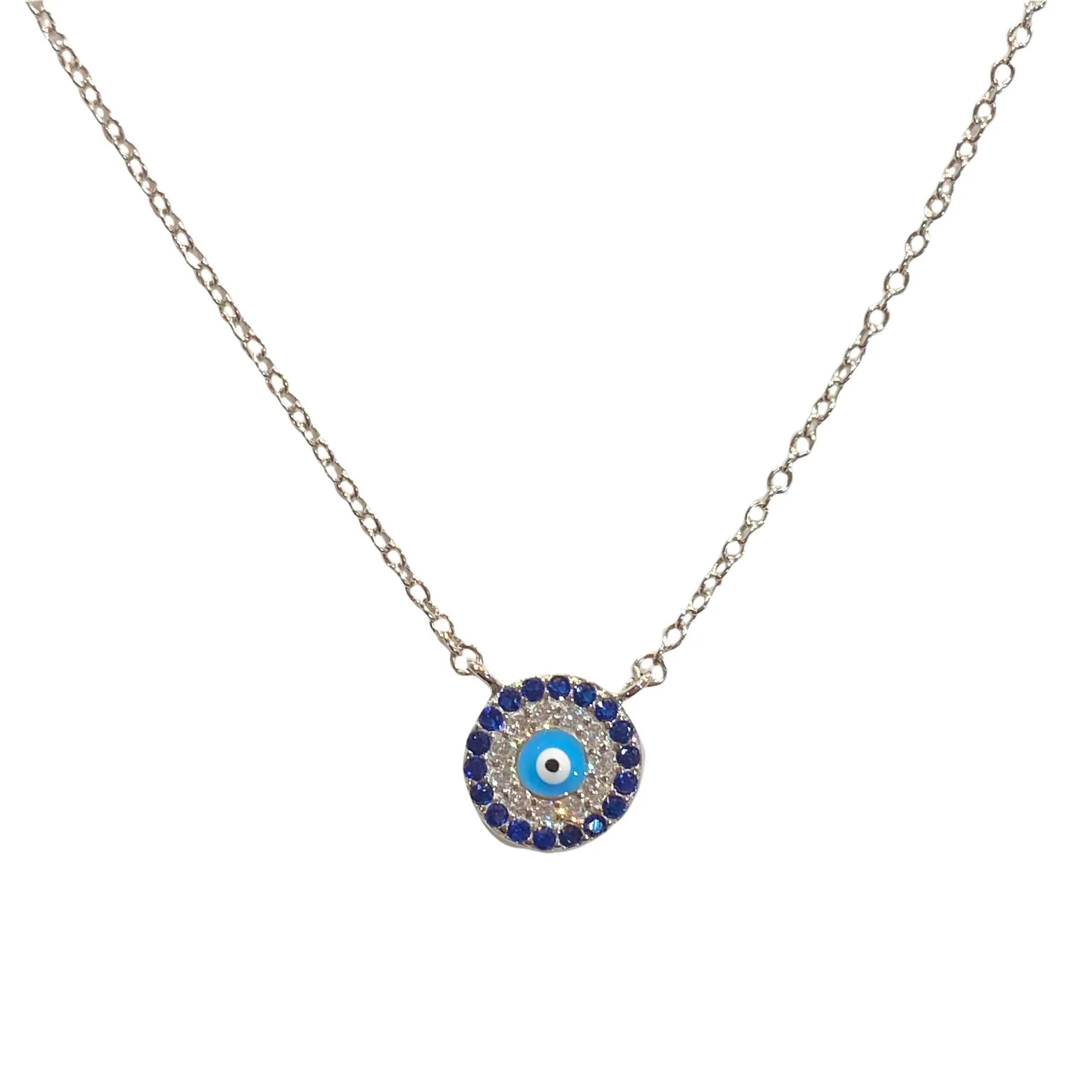 Evil Eye Round Disc Necklace