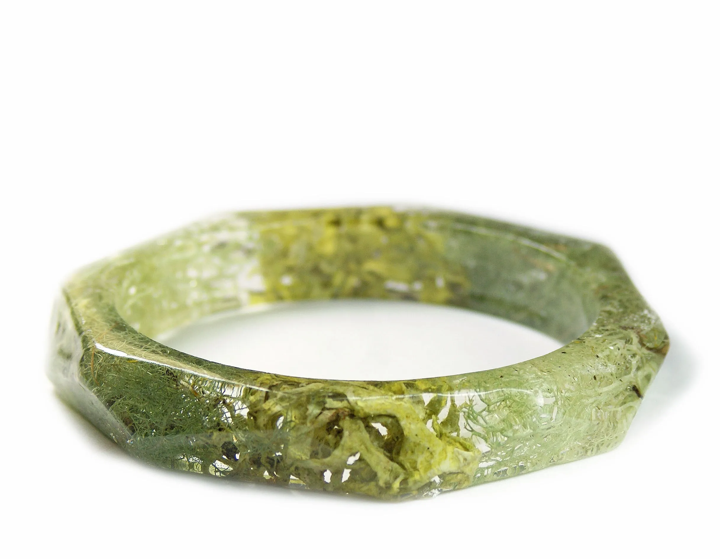 Faceted Forest Lichen Resin Bracelet