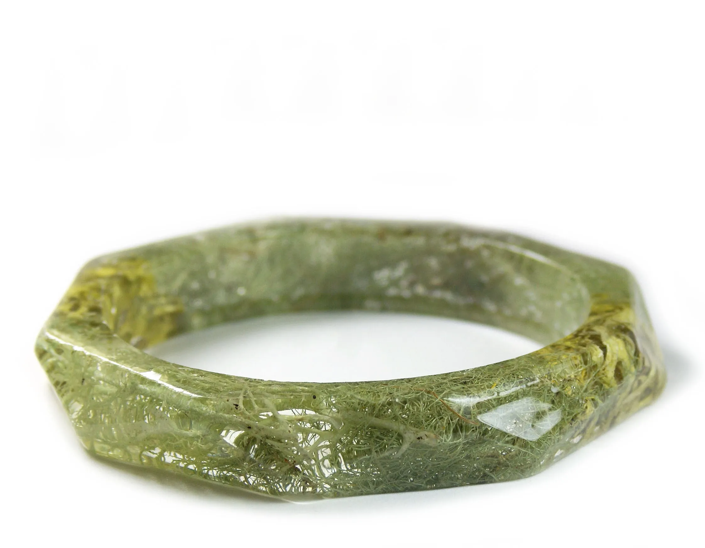 Faceted Forest Lichen Resin Bracelet