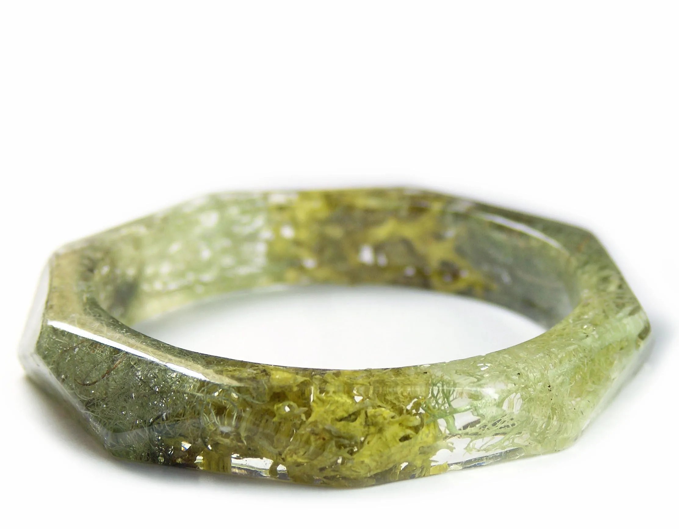 Faceted Forest Lichen Resin Bracelet