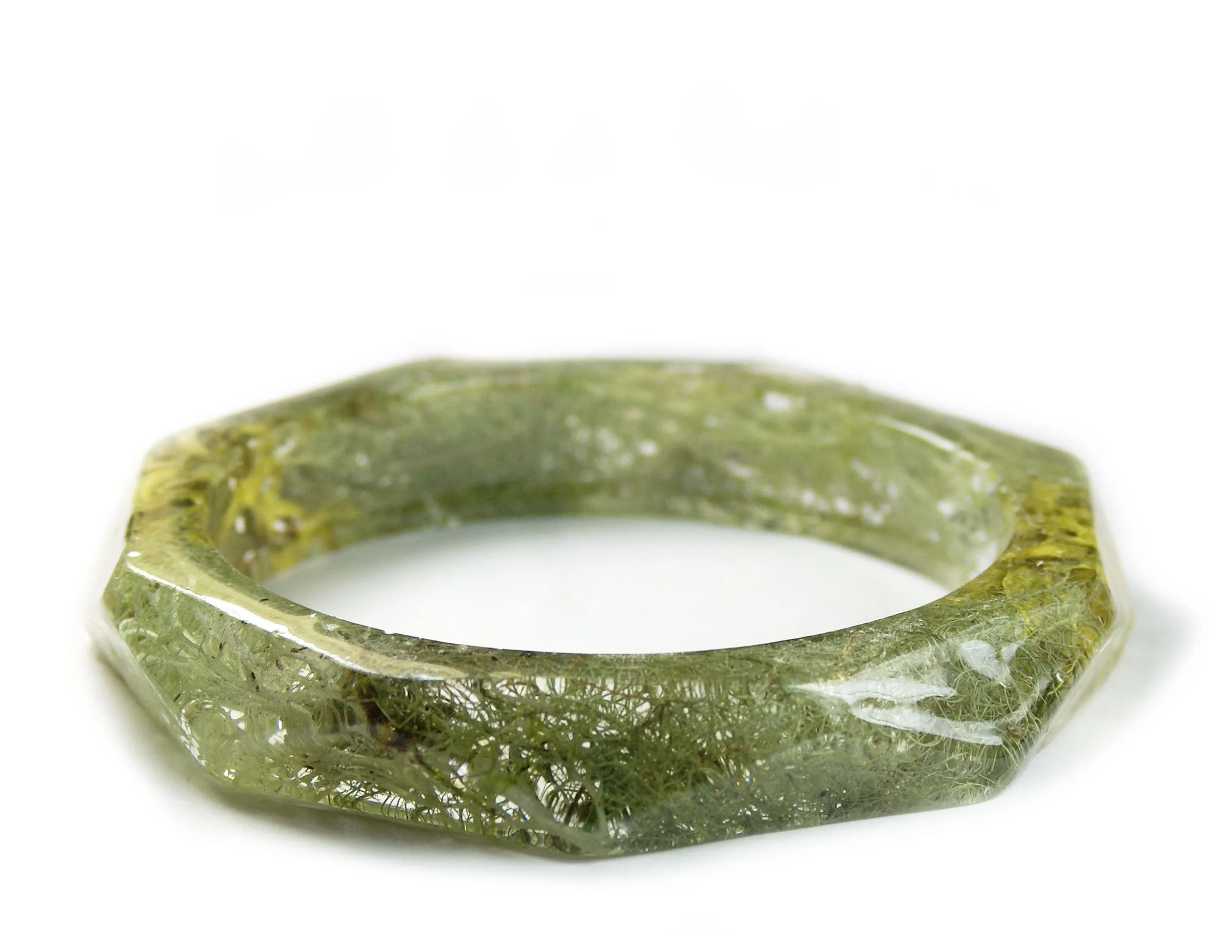 Faceted Forest Lichen Resin Bracelet