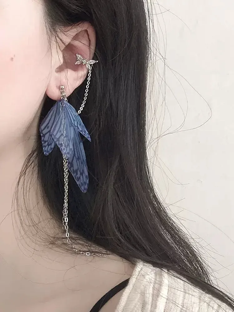 Fairy Wing Butterfly Chain Ear Cuffs