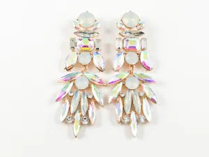 Fancy Stylish Chandelier Dangle Aurora Borealis Color Fashion Earrings