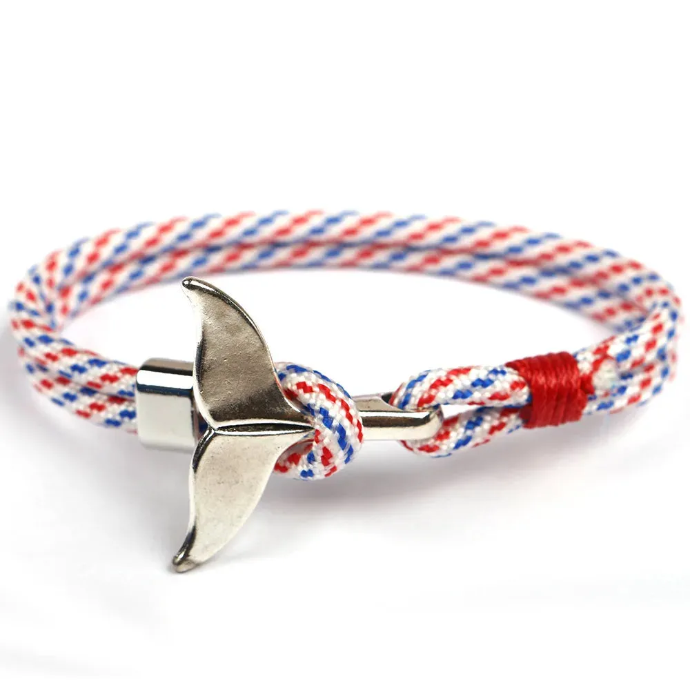 Fashion Whale Tail Anchor Bracelet Men Multilayer Charm Rope Chain Bracelets Male Women Navy Style Sport Hook 11 Color Available