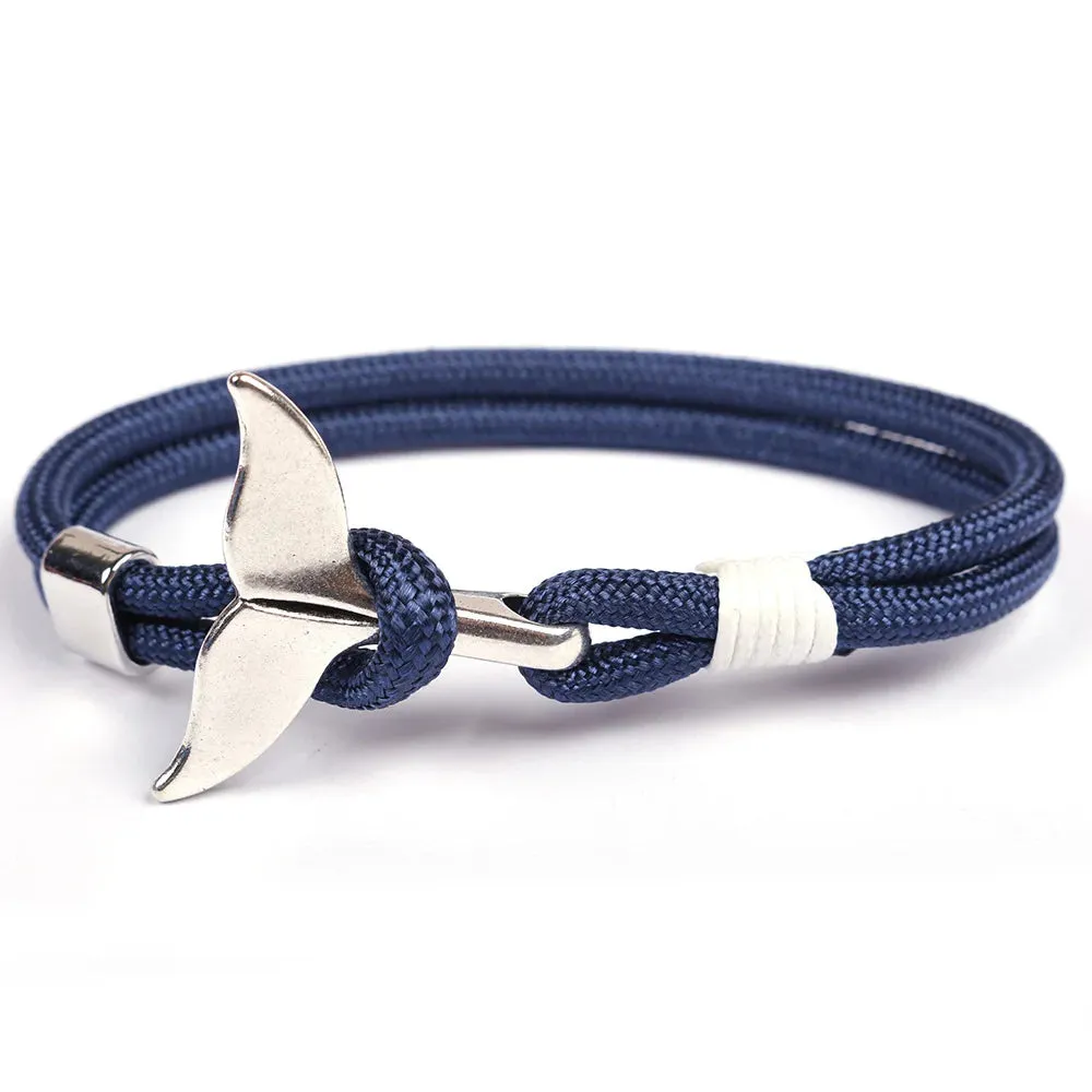 Fashion Whale Tail Anchor Bracelet Men Multilayer Charm Rope Chain Bracelets Male Women Navy Style Sport Hook 11 Color Available