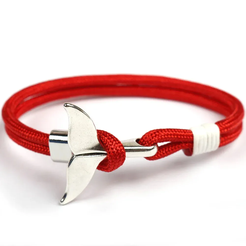 Fashion Whale Tail Anchor Bracelet Men Multilayer Charm Rope Chain Bracelets Male Women Navy Style Sport Hook 11 Color Available