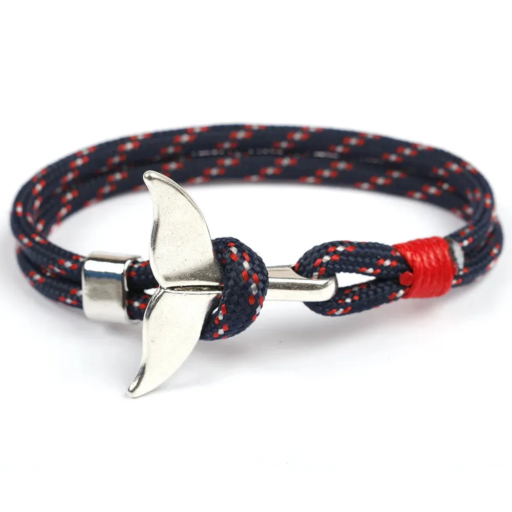 Fashion Whale Tail Anchor Bracelet Men Multilayer Charm Rope Chain Bracelets Male Women Navy Style Sport Hook 11 Color Available