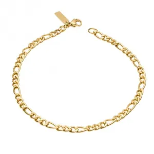 Figaro Link Chain Gold Plated Bracelet B5411