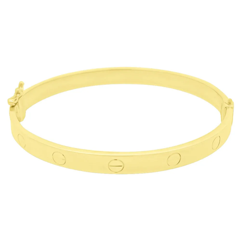 Flat Head Solid 10K Gold Women's Bangle