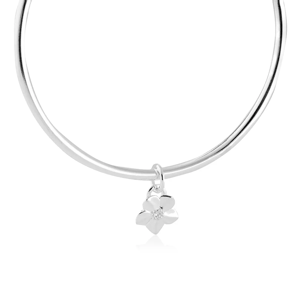 Forget-Me-Not Silver Charm Bangle