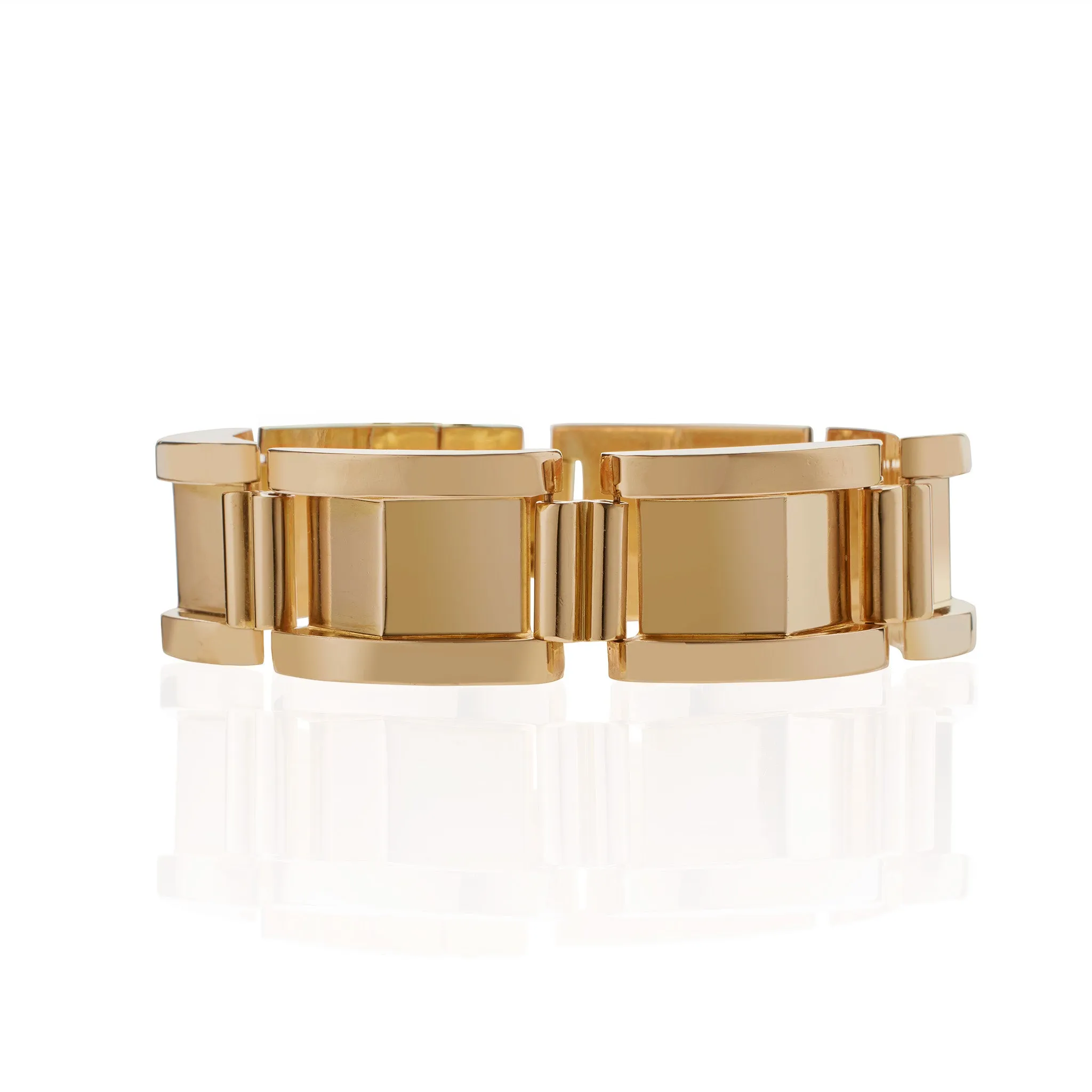 French Retro 18K Gold Tank Bracelet