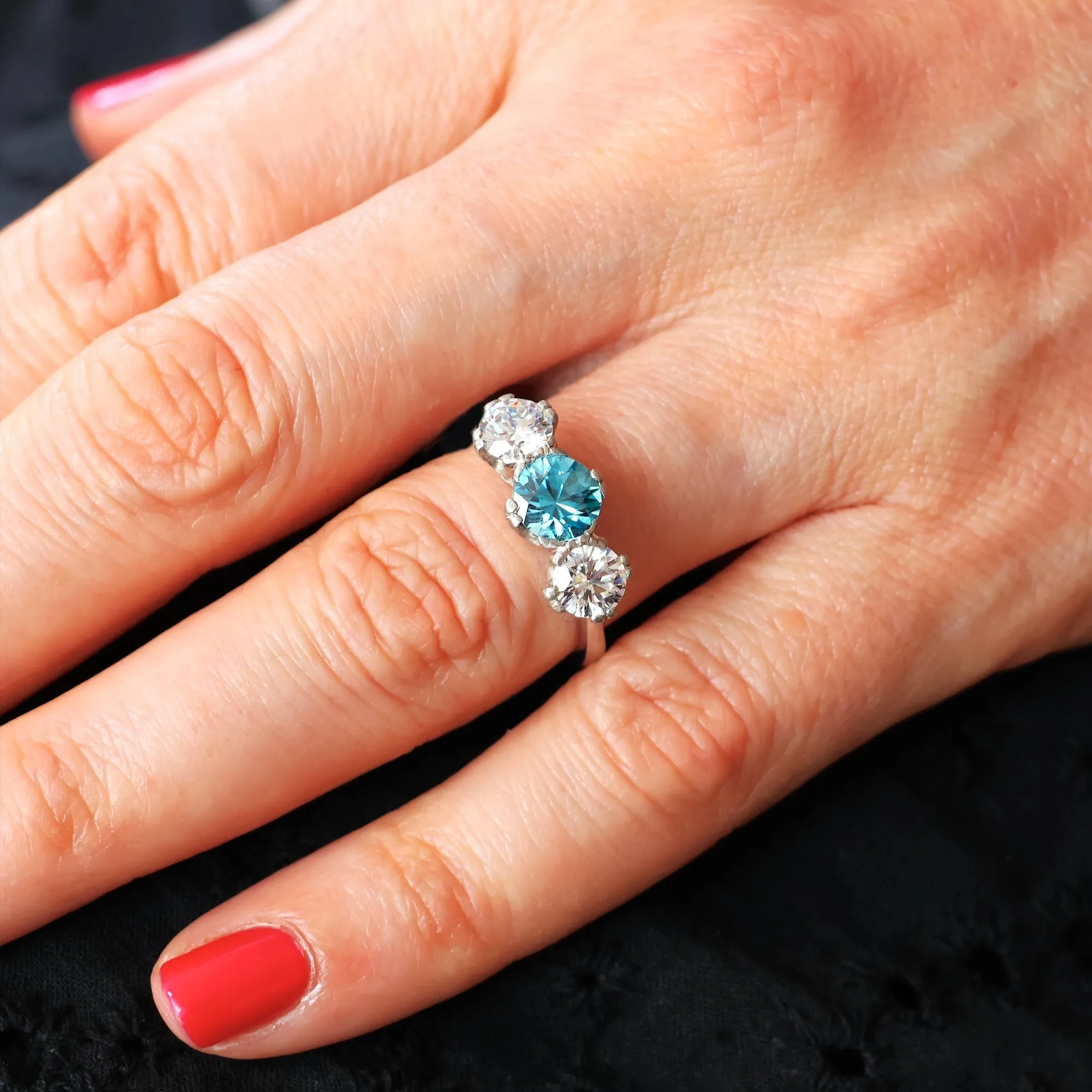 Glamorous Recycled Zircon & Platinum Dress Ring