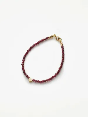 Gold Heart Garnet Bracelet