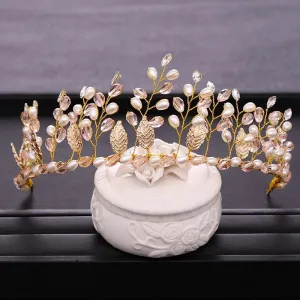 Gold leaf Quinceanera Crowns headdress vine woodland bridal Headband cosplay diadem