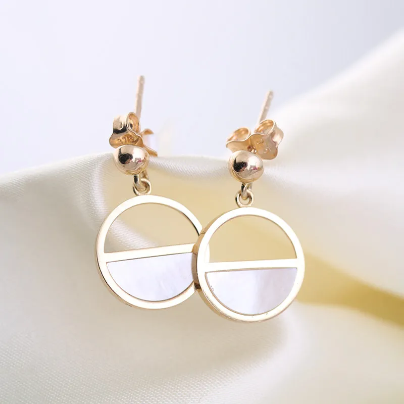 Half Pearl & Circle Drop Earrings