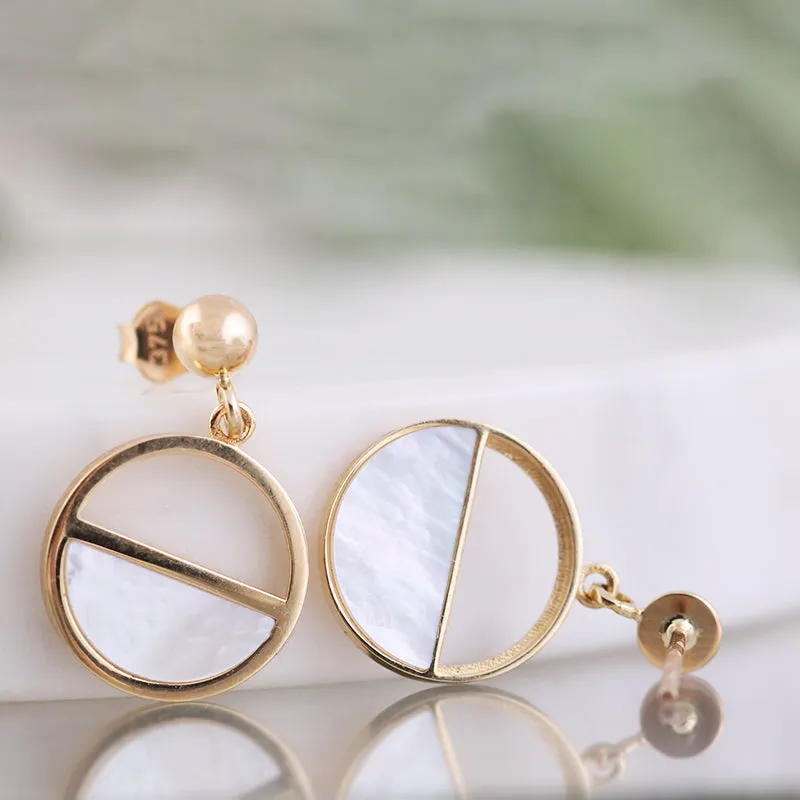 Half Pearl & Circle Drop Earrings