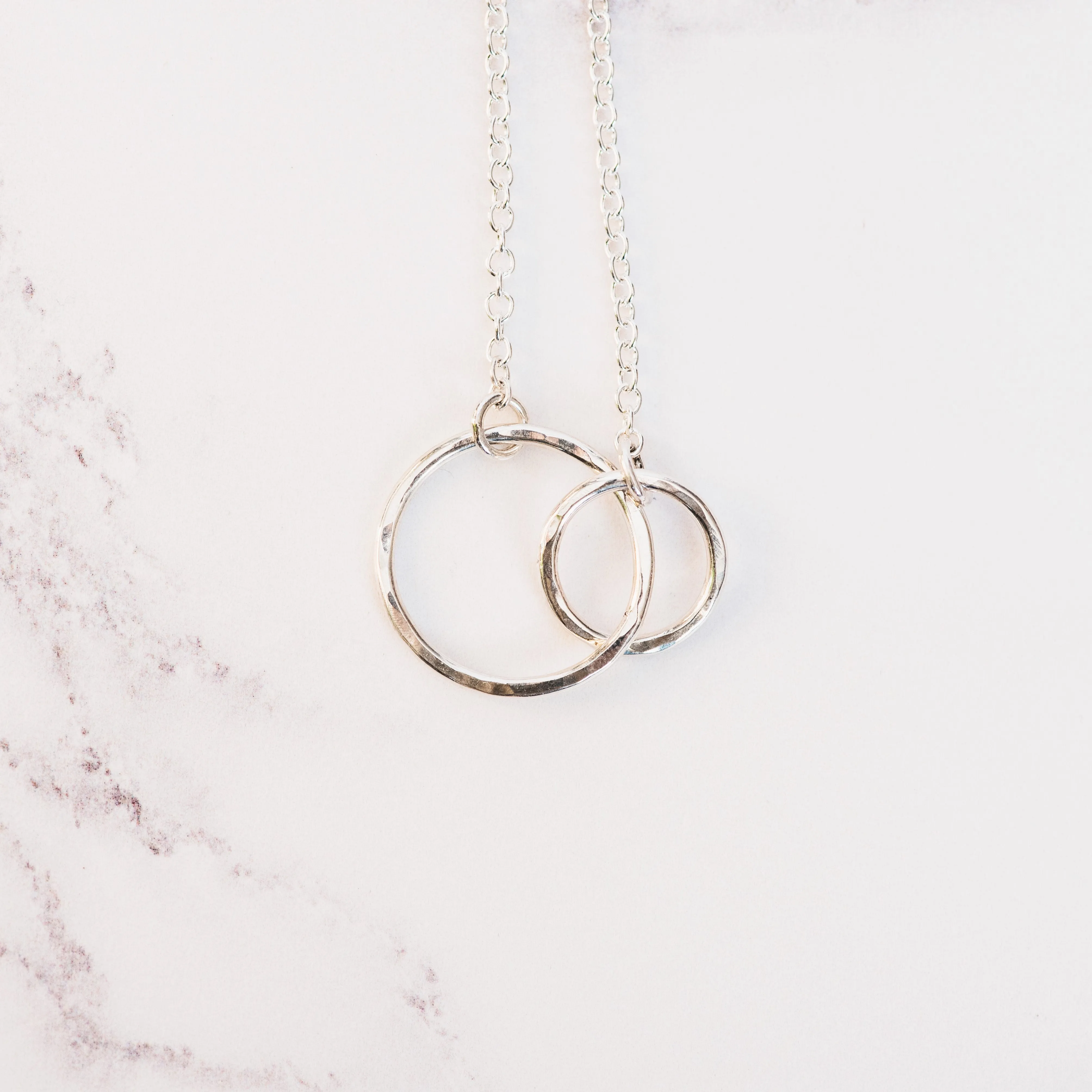 Hammered Silver Double Circle Pendant