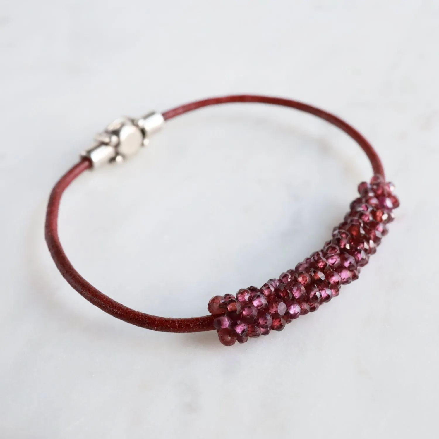 Hand Stitched Rhodolite Garnet Bracelet