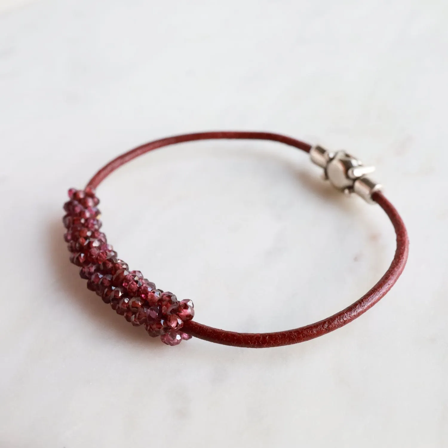 Hand Stitched Rhodolite Garnet Bracelet