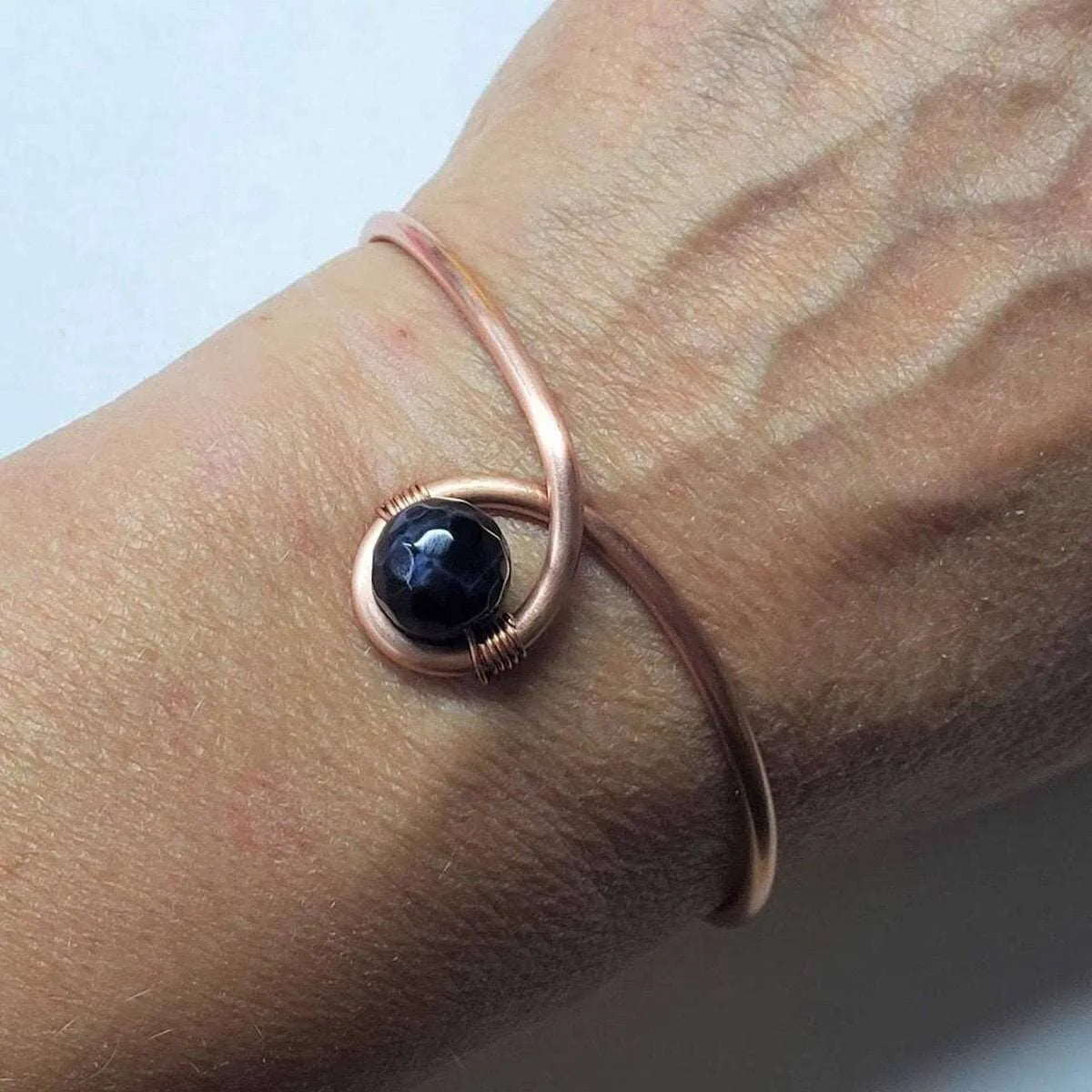 Handmade Copper Ribbon Child Abuse Awareness Teardrop Bangle