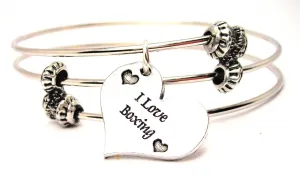 I Love Boxing Triple Style Expandable Bangle Bracelet