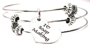 I Love Soap Making Triple Style Expandable Bangle Bracelet