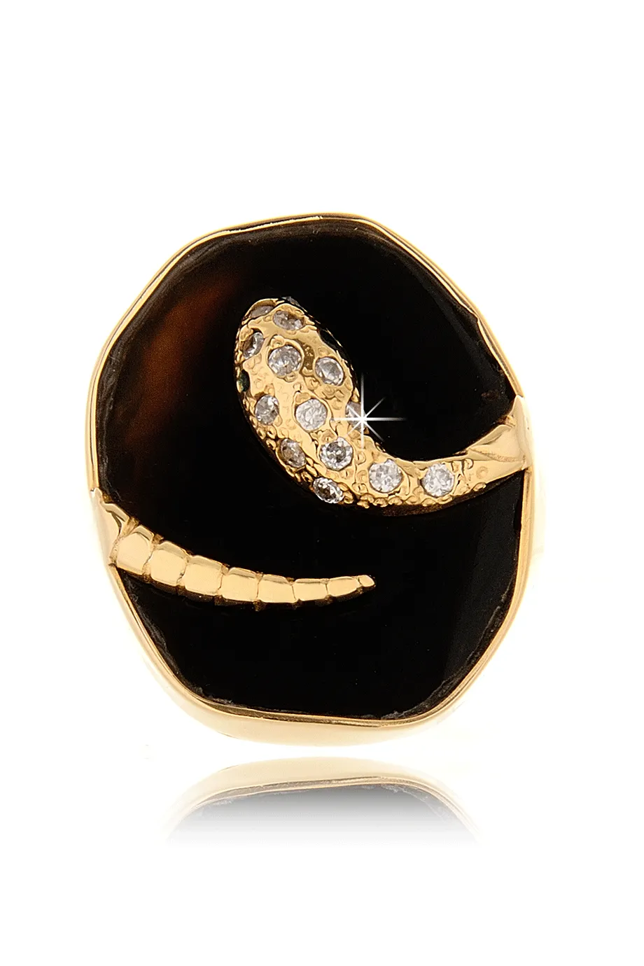 ISHARYA DRUZY SNAKE Black Ring