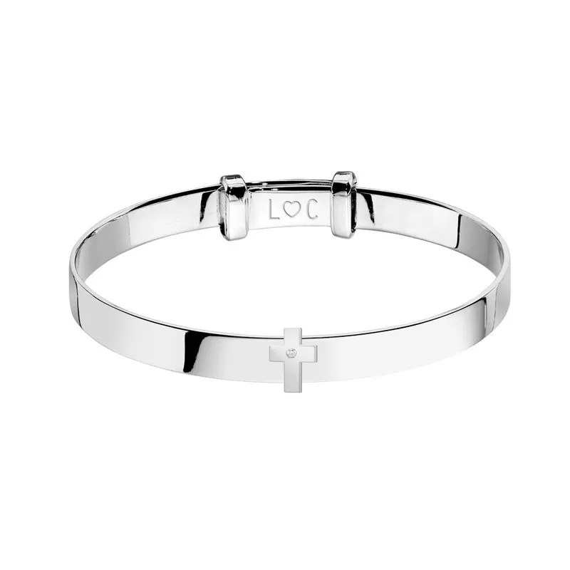 Jewellery Christening Bangle With Cross