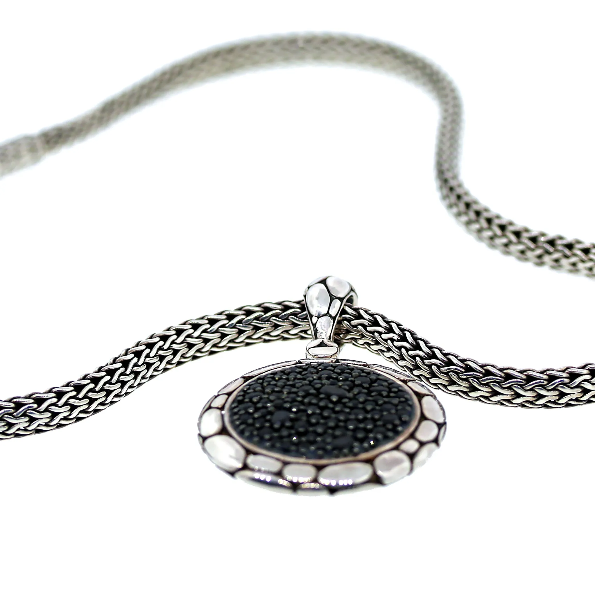 John Hardy Black Sapphire Kali Circle Pendant Necklace