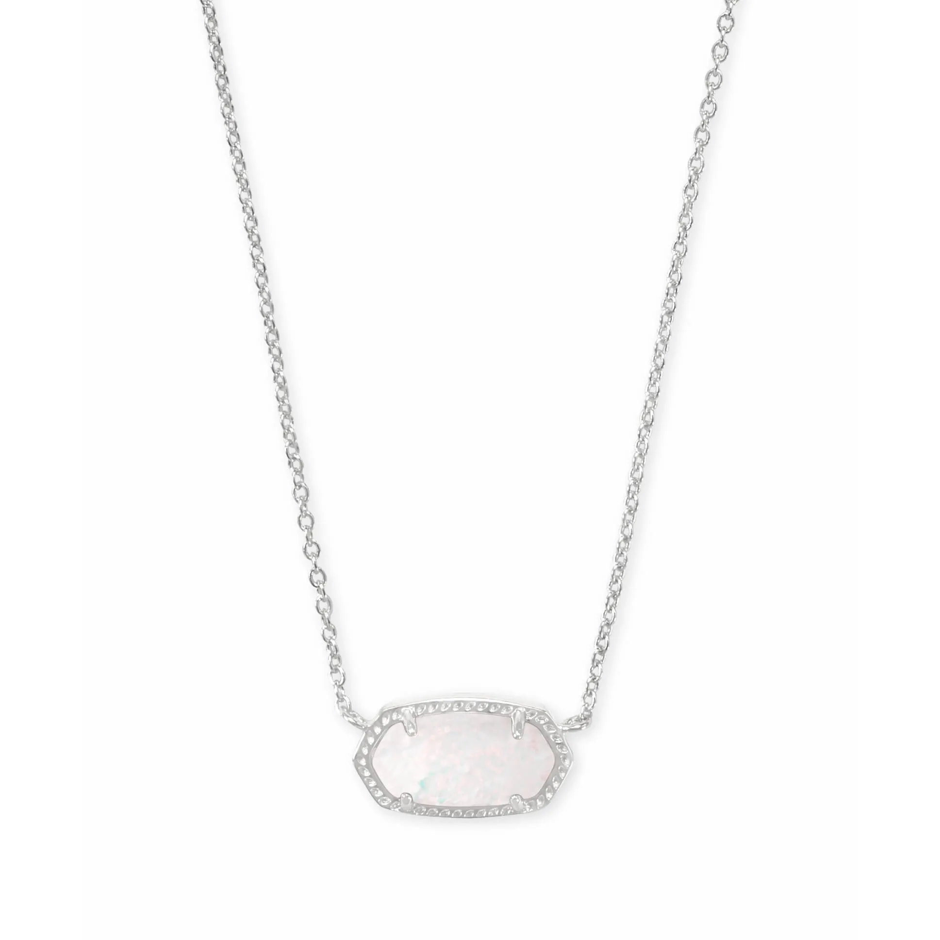 Kendra Scott - Elisa Silver Pendant Necklace -  White Kyocera Opal