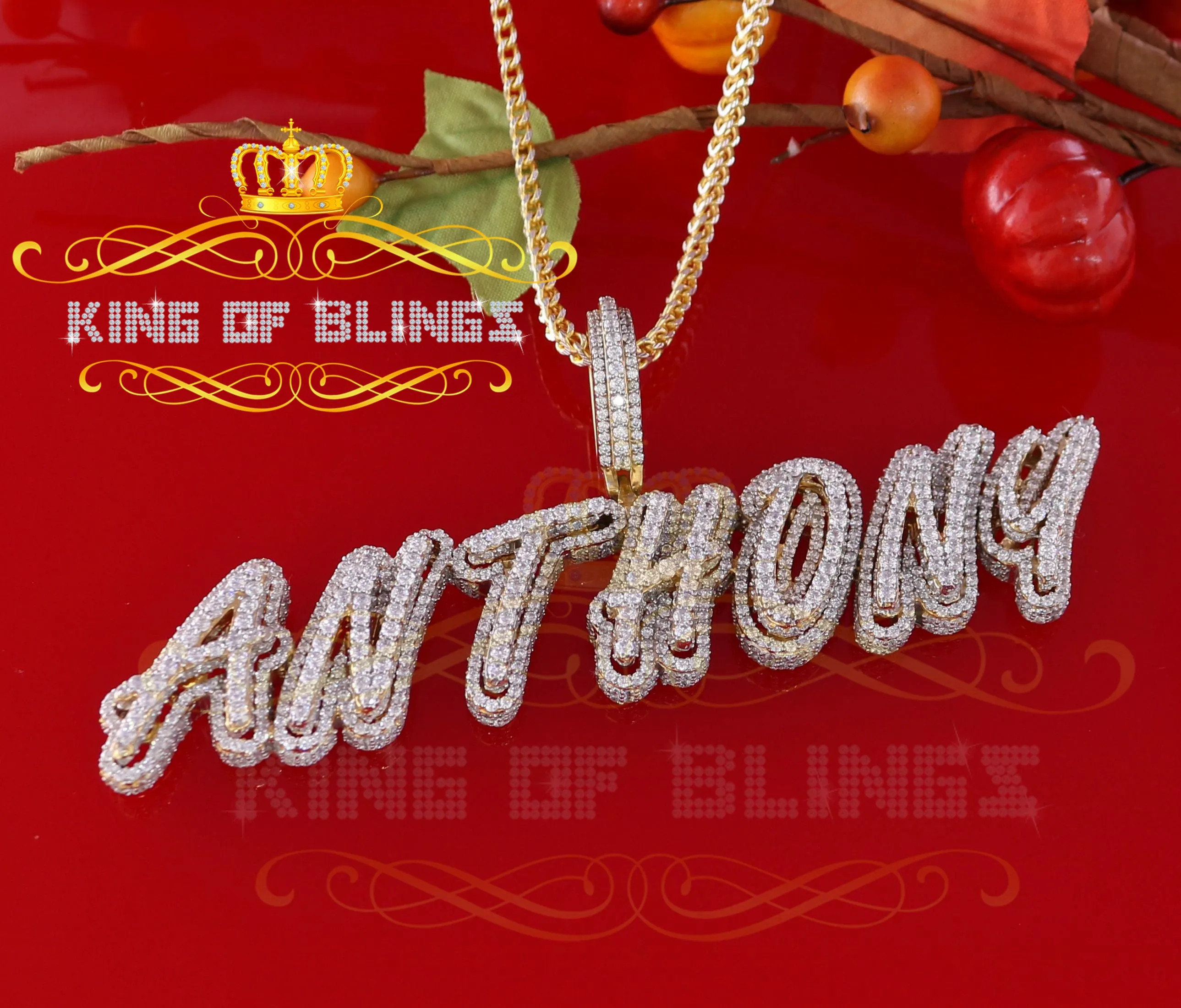 King Of Bling's Make Your Custom Name Design like 'SINE'' 1.00 inch 3D Letter Women's / Men's Initial Necklaces Pendant