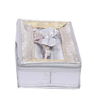 Kuber Industries Silk Two Rod Bangle Box, Silver