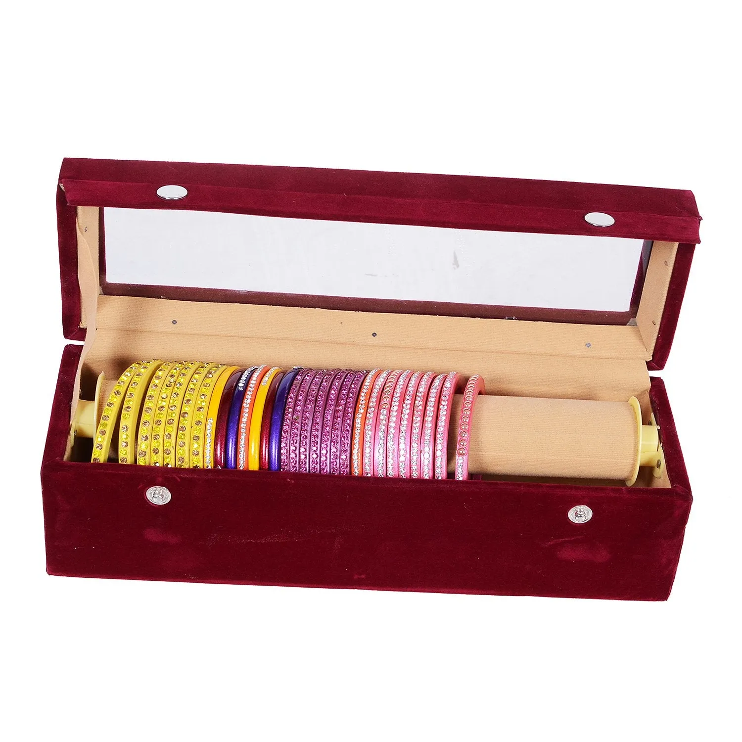 Kuber Industries Wooden 1 Rod Bangle Storage Box (Maroon, Standard) - CT00702