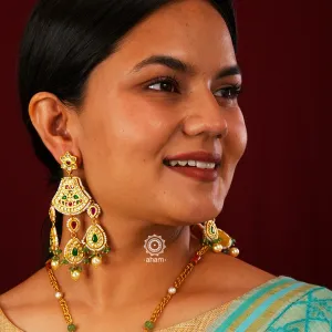 Kundan Chandelier Gold Polish Silver Earrings