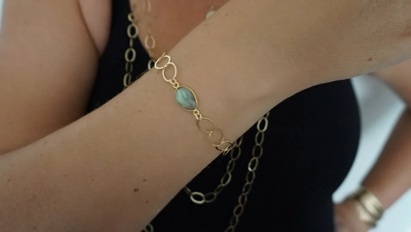 Labradorite on Link Chain Bracelet