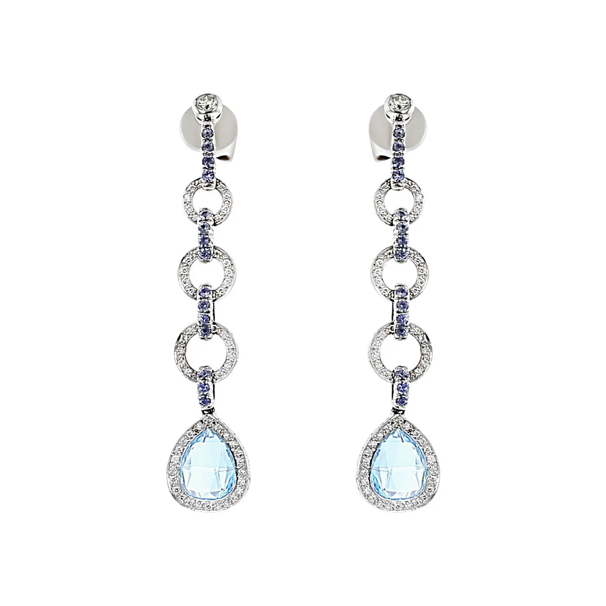 Laura Munder Topaz, Iolite and Diamond Drop Earrings