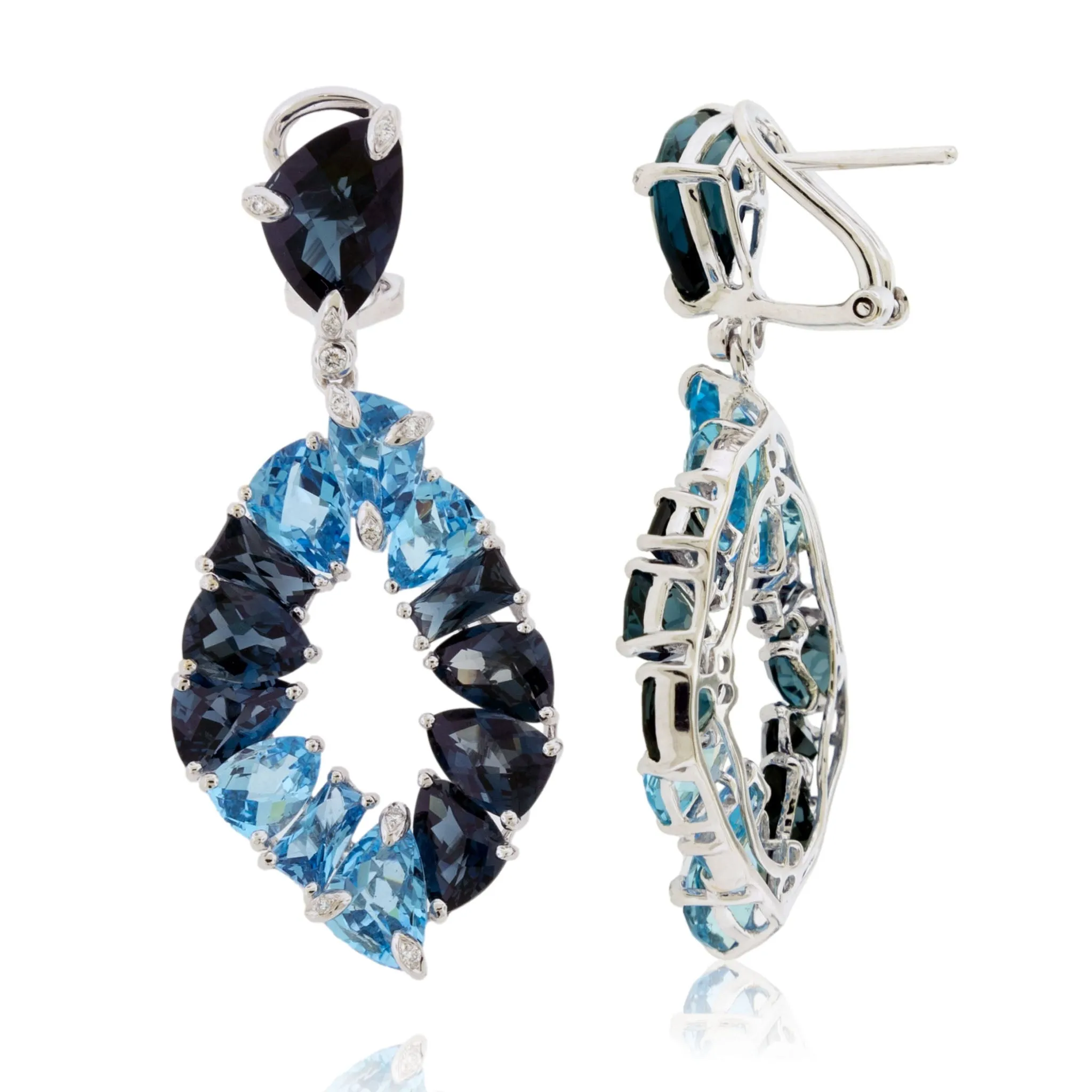 London Blue to Sky Blue Topaz Diamond Accented Earrings