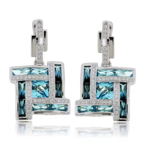 London Blue to Sky Blue Topaz with Diamond Accented Earrings