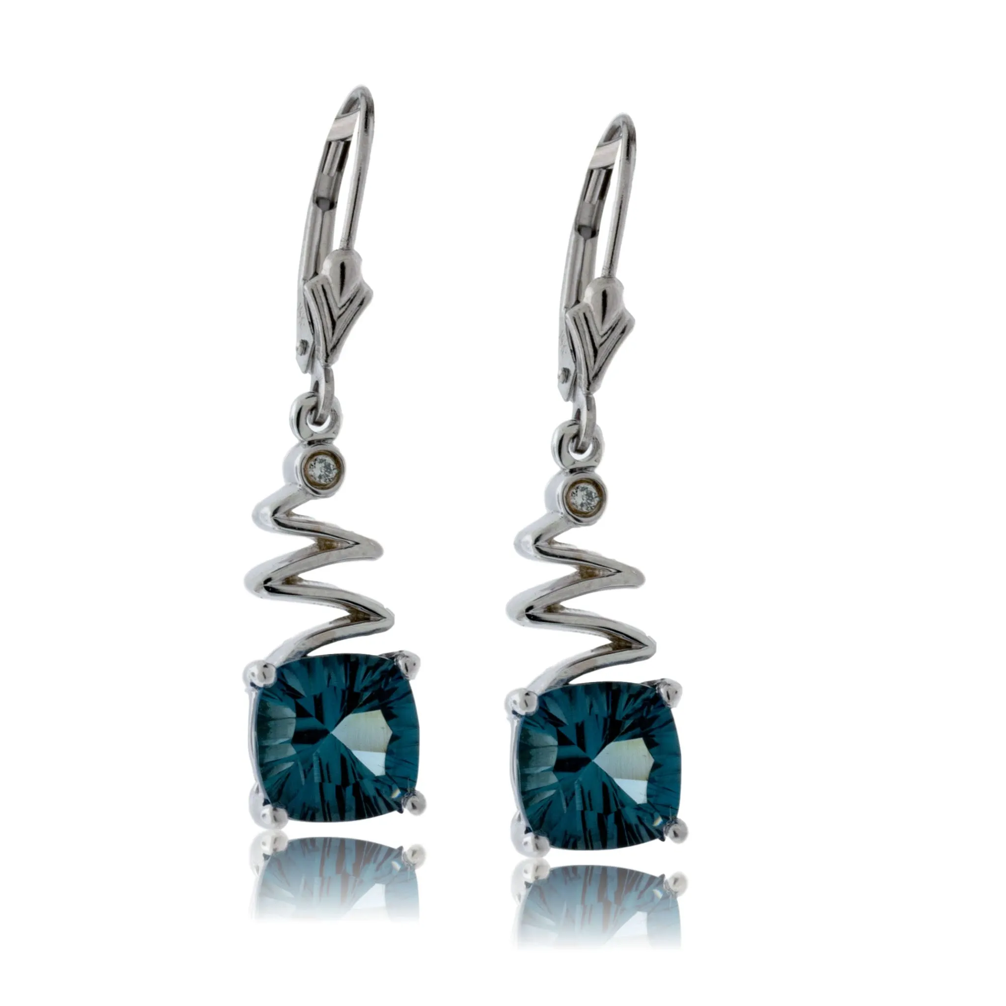 London Blue Topaz and Diamond Dangle Earrings