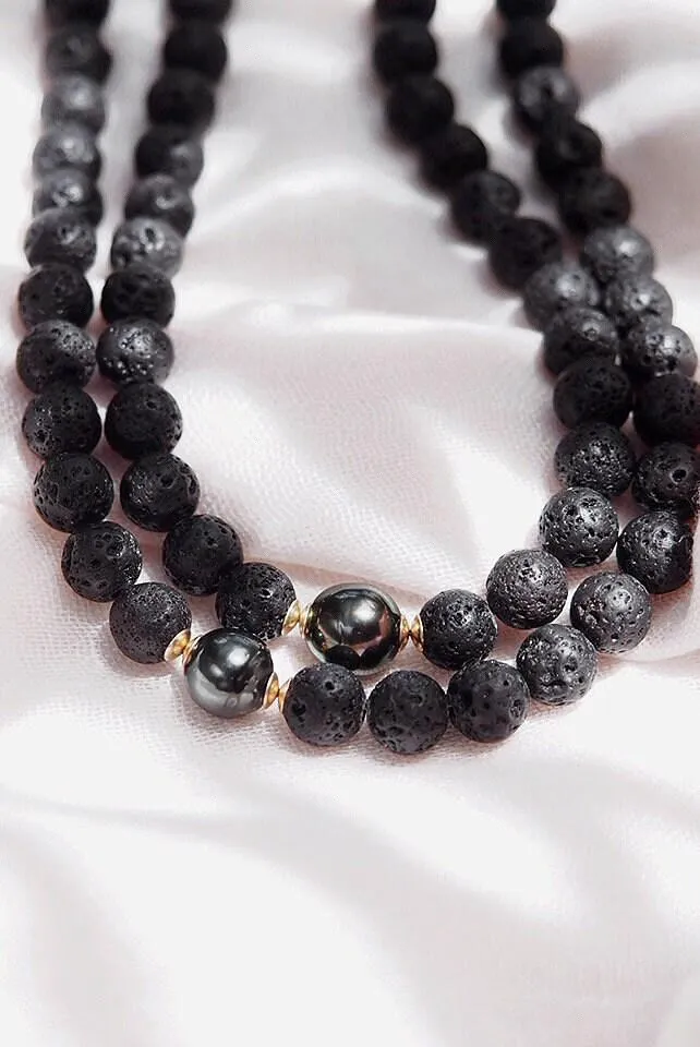 Long Lava Tahitian Pearl Necklace - Ainalani