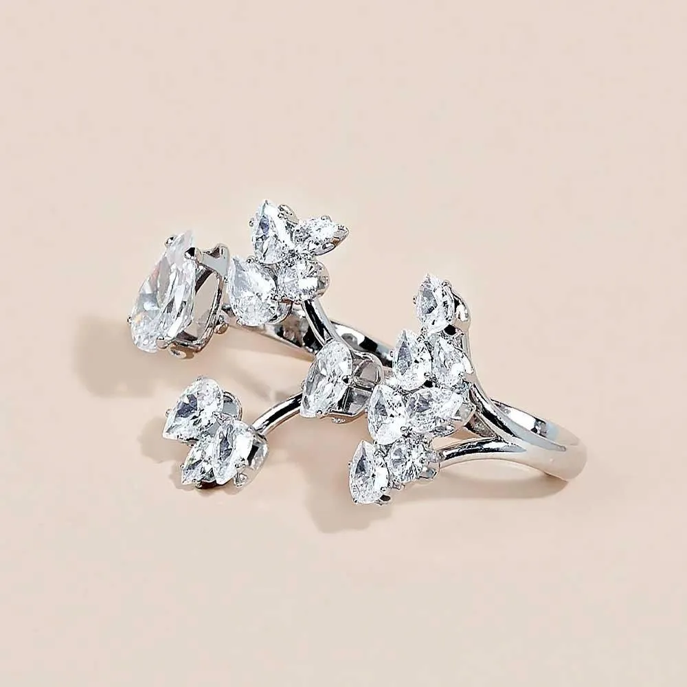 MAC157 Premium Zircon Stacked Flower Ring