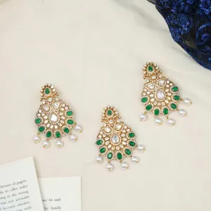 Mahira Emerald Green Designer Chandbalis and Pendant