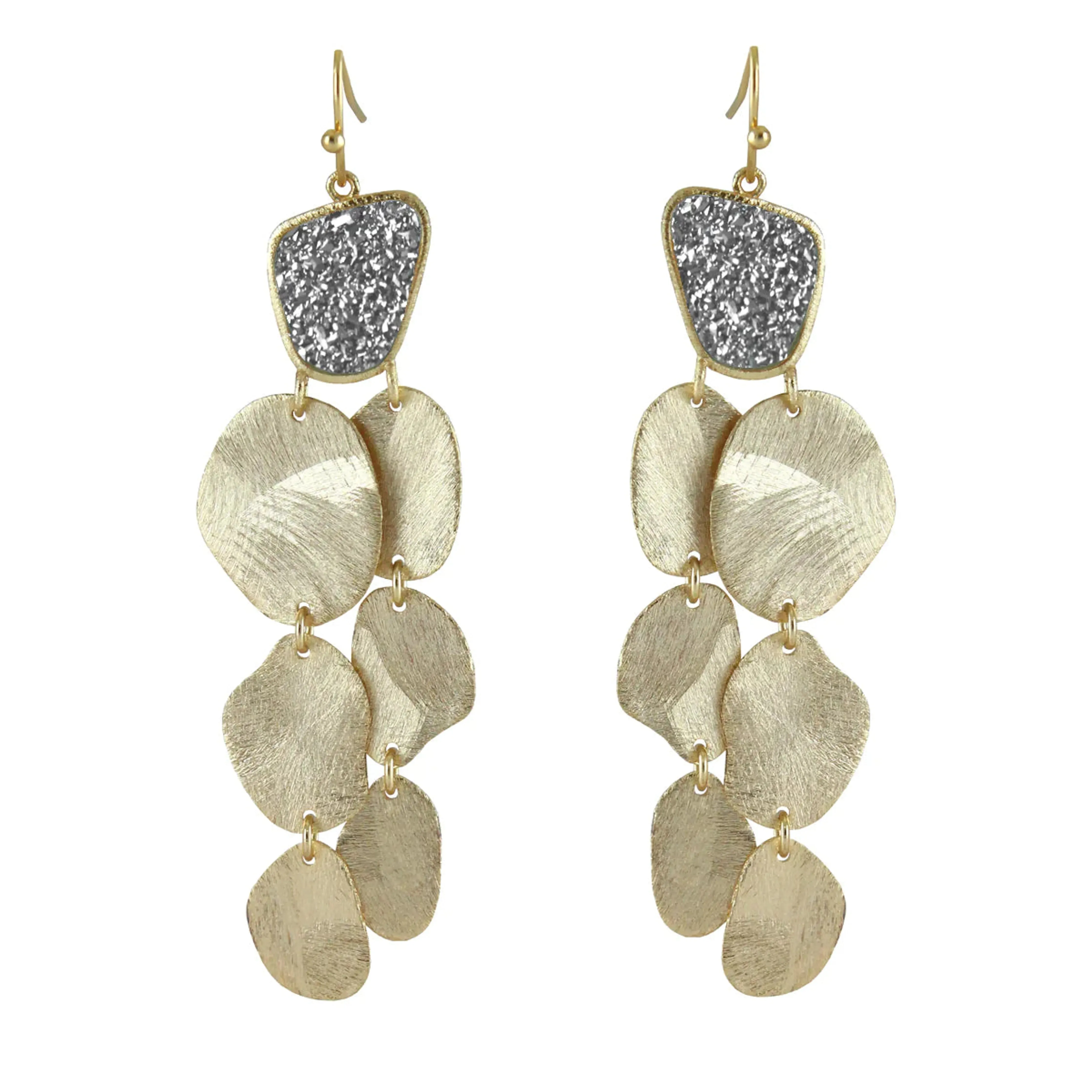 Marcia Moran Heather DIsc  Drop Earrings with Titanium  and Gold on Wire Hook